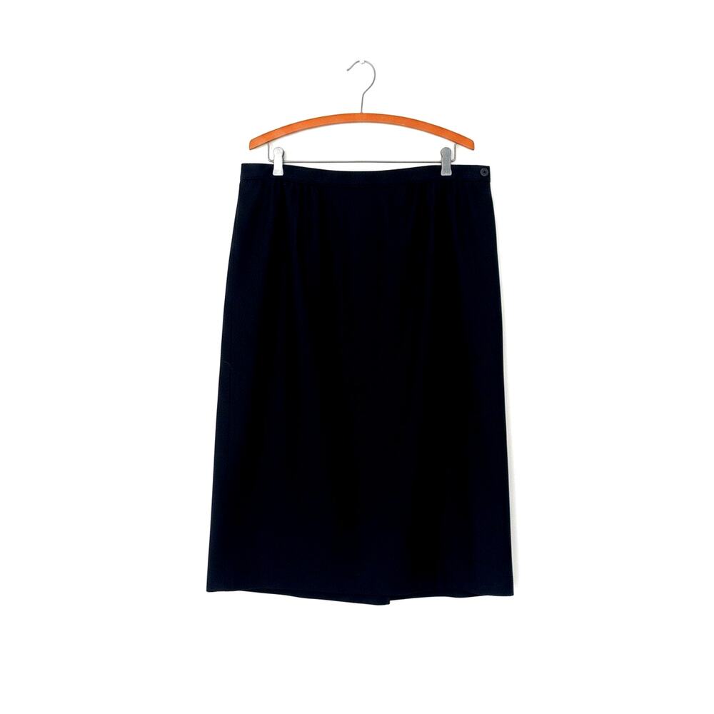 Vintage Pendleton Knee Length Black Pencil Skirt 100% Virgin Wool USA SZ 16